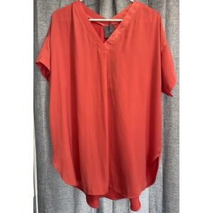 Lysse New York Front/Back V Neck SS Blouse Womans Size XL Dual Fabric NWT